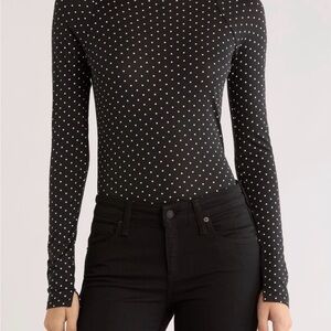 rag & bone Black and White Polka Dot Bodysuit